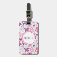 Fleurs roses et Coeurs Bleus mignons Whimsical