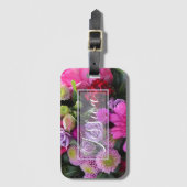 Étiquette À Bagage Fleurs roses et violettes personnalisées (Devant Vertical)