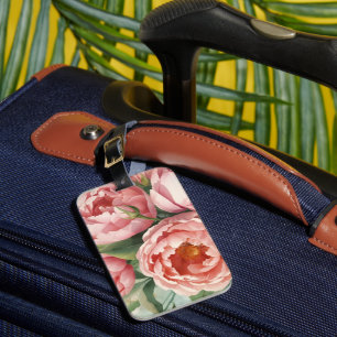 Étiquette À Bagage Fleurs roses vintage géantes