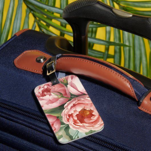 Étiquette À Bagage Fleurs roses vintage géantes (Insitu Rectoal 1)