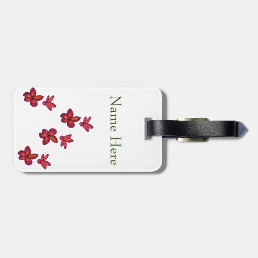 Étiquette À Bagage Fleurs rouges (Dos horizontal)