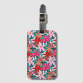 ÉTIQUETTE À BAGAGE FLEURS ROUGES (Devant Vertical)