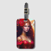 Étiquette À Bagage Fleurs rouges Imaginaires (Devant Vertical)