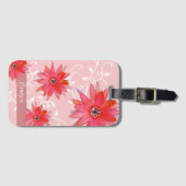 Étiquette À Bagage Fleurs rouges Whimsical Feuilles Tourbillonnant Aj (Devant Horizontal)