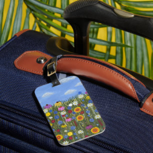 Étiquette À Bagage Fleurs sauvages avec des marguerites