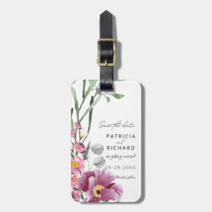 Étiquette À Bagage Fleurs sauvages d'aquarelle mariage Enregistrer la