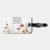 Étiquette À Bagage Fleurs sauvages d'aquarelle vintages (Dos horizontal)
