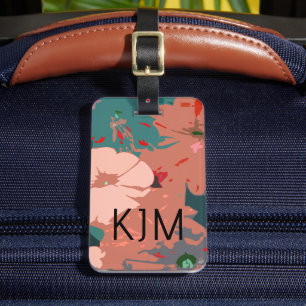 Étiquette À Bagage Fleurs sauvages Monogrammes Floral Nom personnalis