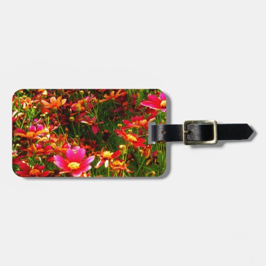 Étiquette À Bagage Fleurs sauvages rose et jaune pâle (Devant horizontal)