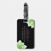 Étiquette À Bagage Fleurs succulentes de minuit (Dos Vertical)
