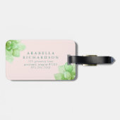 Étiquette À Bagage Fleurs succulentes roses de désert (Dos horizontal)