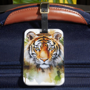 Étiquette À Bagage Fleurs Tiger Pastel Safari Aquarelle Savannah