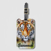 Étiquette À Bagage Fleurs Tiger Pastel Safari Aquarelle Savannah (Devant Vertical)
