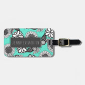 Étiquette À Bagage Fleurs tirées par la main de Bohème blanches (Devant horizontal)