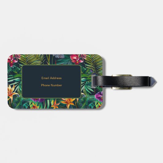 Étiquette À Bagage Fleurs tropicales (Dos horizontal)