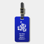 Étiquette À Bagage Fleurs tropicales bleues (Devant Vertical)