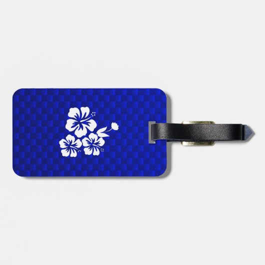 Étiquette À Bagage Fleurs tropicales bleues (Dos horizontal)