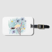 Étiquette À Bagage Fleurs tropicales, colibris. (Devant Horizontal)