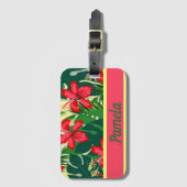 Étiquette À Bagage Fleurs tropicales et feuilles (Devant Vertical)