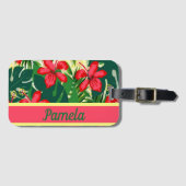 Étiquette À Bagage Fleurs tropicales et feuilles (Devant Horizontal)