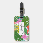 Étiquette À Bagage Fleurs tropicales personnalisées (Devant Vertical)
