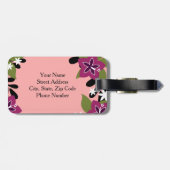 Étiquette À Bagage Fleurs tropicales pourpres roses de ketmie (Dos horizontal)