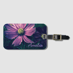 Étiquette À Bagage Fleurs violettes foncées personnalisées