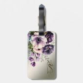 Étiquette À Bagage Fleurs violettes rose Or Élégant (Dos Vertical)