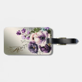 Étiquette À Bagage Fleurs violettes rose Or Élégant (Dos horizontal)