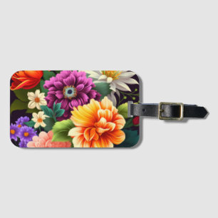 Étiquette À Bagage Fleurs vives et colorées
