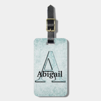 Étiquette À Bagage Floral bleu Imprimer Un monogramme initiales Cadea