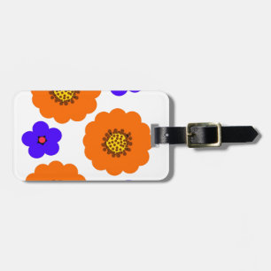 Étiquette À Bagage Floral Blue Orange