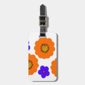 Étiquette À Bagage Floral Blue Orange (Devant Vertical)