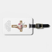 Étiquette À Bagage Floral Boho Croix chrétienne Bible religieuse Vers (Devant horizontal)