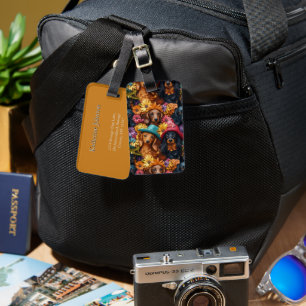 Étiquette À Bagage Floral Dachshund Motif sans couture - Amoureux de