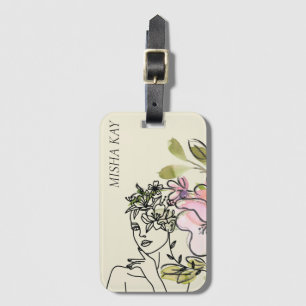 Étiquette À Bagage Floral d'aquarelle de verre moderne