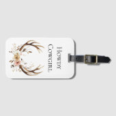 Étiquette À Bagage Floral Deer Antlers Cowgirl (Devant Horizontal)