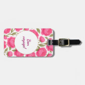 Étiquette À Bagage Floral design with pink flowers (Devant horizontal)