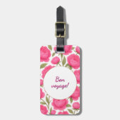 Étiquette À Bagage Floral design with pink flowers (Devant Vertical)