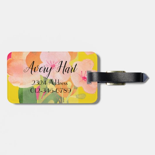 Étiquette À Bagage Floral doux (Dos horizontal)