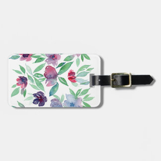 Étiquette À Bagage Floral libre - verdure bleue, pourpre, verte de