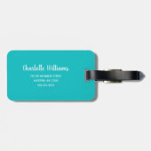 Étiquette À Bagage Floral Llama Alpaca Turquoise Personnalisé (Dos horizontal)