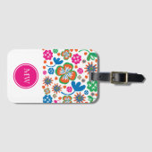 Étiquette À Bagage Floral moderne (Devant Horizontal)
