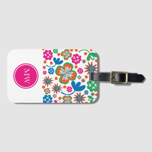 Étiquette À Bagage Floral moderne (Devant Horizontal)