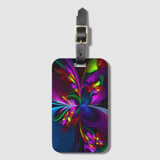 Étiquette À Bagage Floral moderne Art Abstrait Rouge Bleu Motif #15 (Devant Vertical)