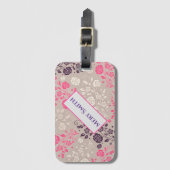 Étiquette À Bagage Floral moderne Votre nom (Devant Vertical)