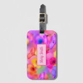 Étiquette À Bagage Floral moderne Votre nom (Devant Vertical)