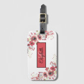 Étiquette À Bagage Floral monogramme (Devant Vertical)