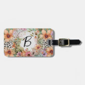 Étiquette À Bagage Floral monogramme (Devant horizontal)