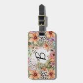 Étiquette À Bagage Floral monogramme (Devant Vertical)